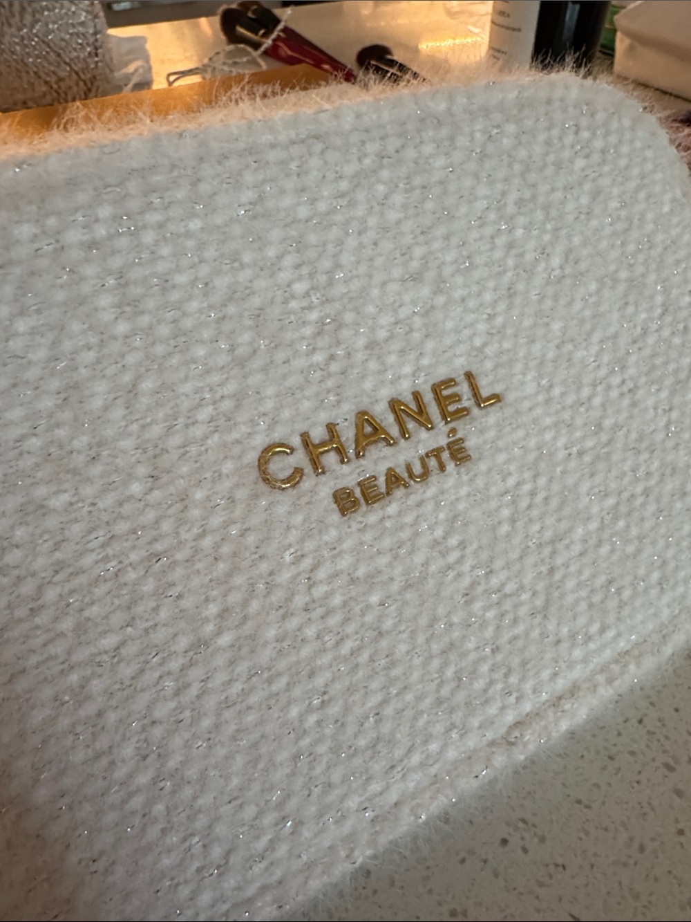 Chanel Beauté Cream Boucle Zip Pouch